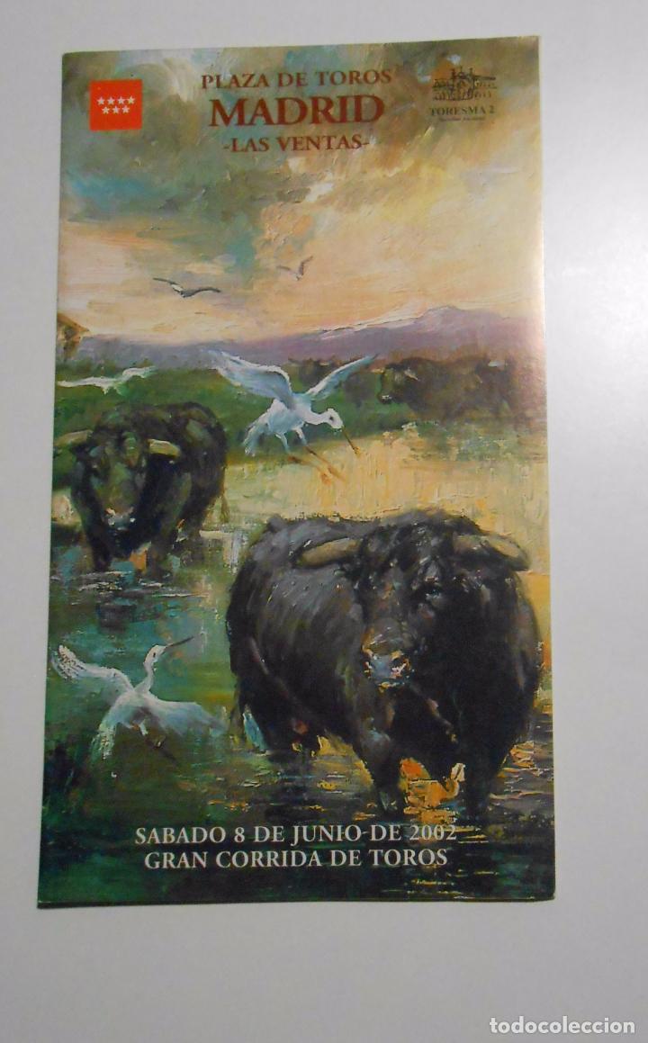 Stierkampf: PROGRAMA PLAZA DE TOROS DE MADRID. LAS VENTAS. SABADO 8 DE JUNIO DE 2002. CORRIDA. TDKP2