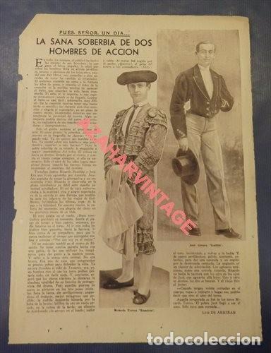Tauromaquia: ANTIGUA HOJA DE PERIODICO, A&Ntilde;OS 40, JOSELITO EL GALLO Y RICARDO TORRES BOMBITA