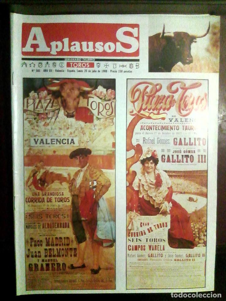 Tauromaquia: Revista Aplausos N.&ordm; 565, 25 de julio de 1988 - Plaza Toros Valencia