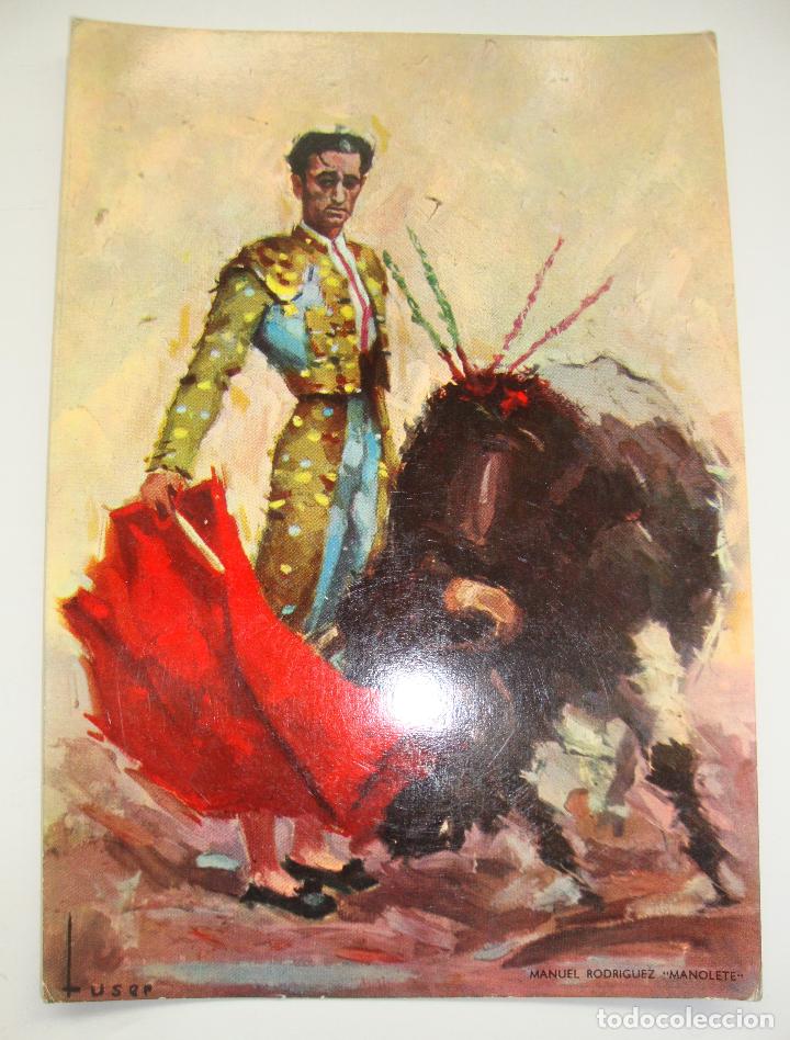 Tauromaquia: (ALB-TC-18) POSTAL GRAN TAMA&Ntilde;O NUEVA TEMA TOROS TAUROMAQUIA MANUEL RODRIGUEZ MANOLETE