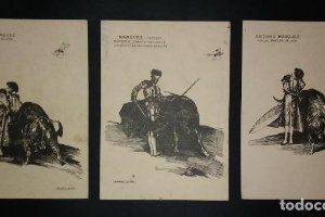 3 litografías Antonio Márquez visto por Martínez de León. Toros. Toreros. Tauromaquia