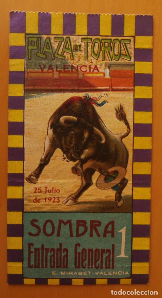 Bullfighting: TOROS VALENCIA. ENTRADA DE TOROS 25 DE JULIO DEL A&Ntilde;O 1923 - LITOGRAFIA. ALCARAZ