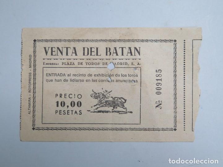 Bullfighting: ENTRADA VENTA DEL BATAN. 10 PESETAS