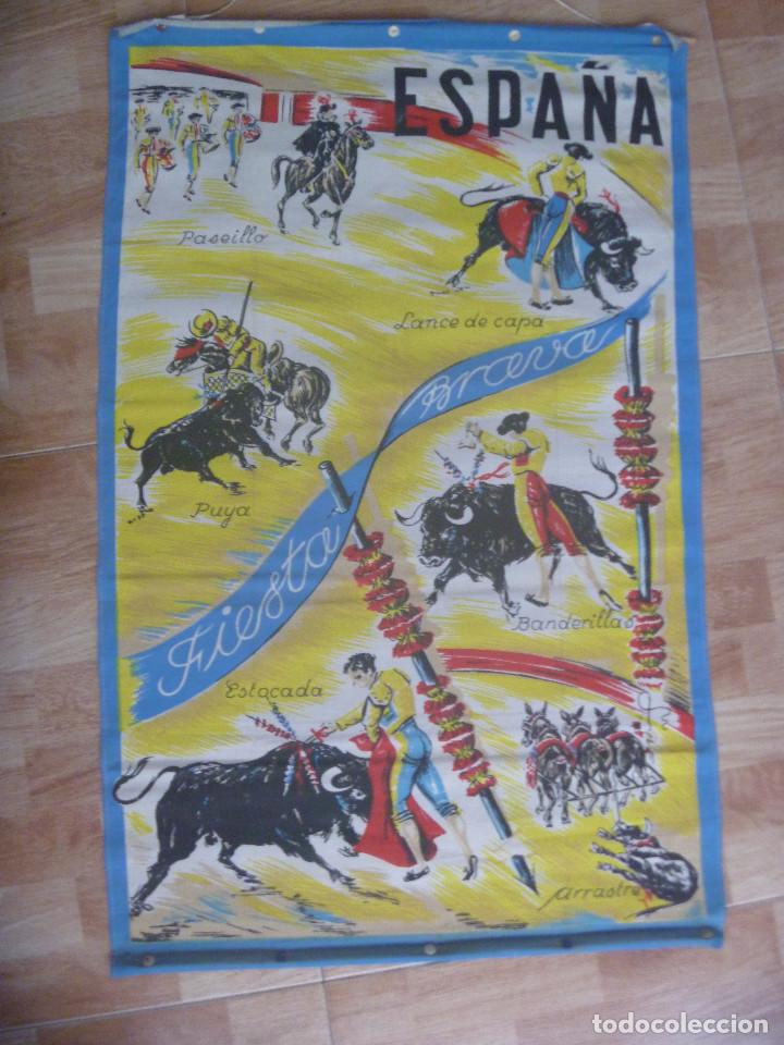 Tauromaquia: CARTEL DE TOROS EN TELA : ESPA&Ntilde;A . A&Ntilde;OS 60