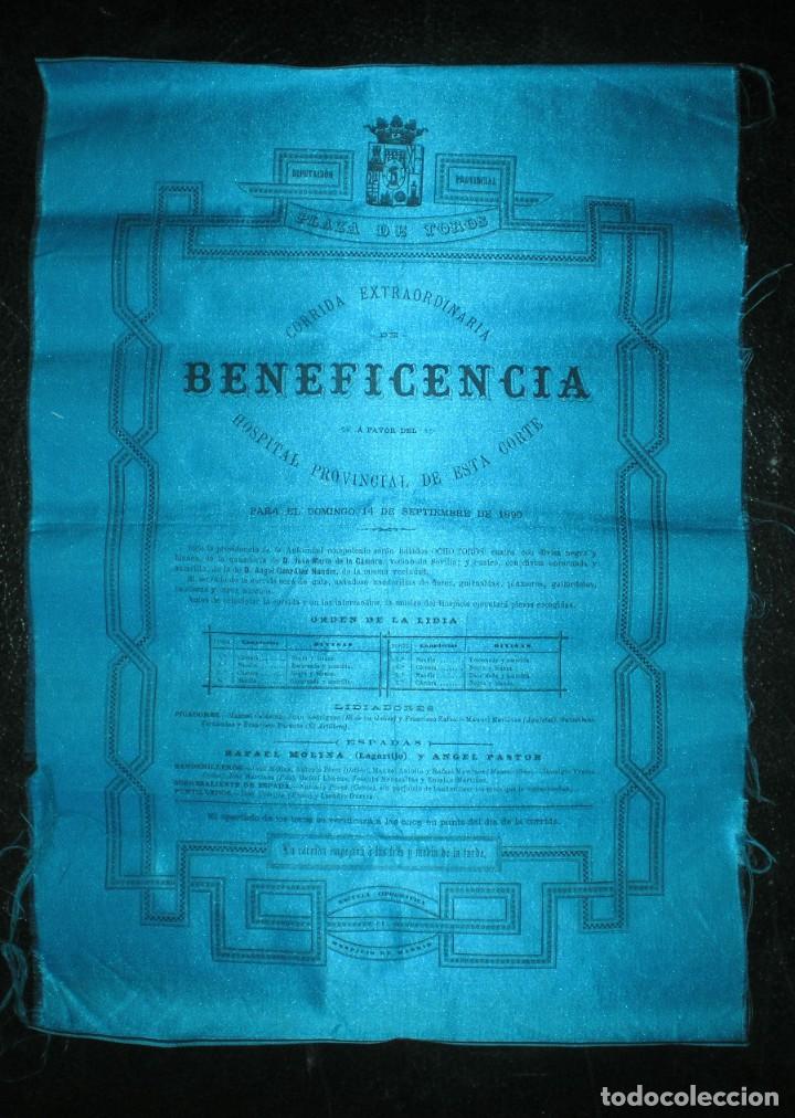 Tauromaquia: CARTEL SEDA PLAZA DE TOROS MADRID,1890 BENEFICENCIA. GANADERIA LA CAMARA Y NANDIN, LAGARTIJO, PASTOR