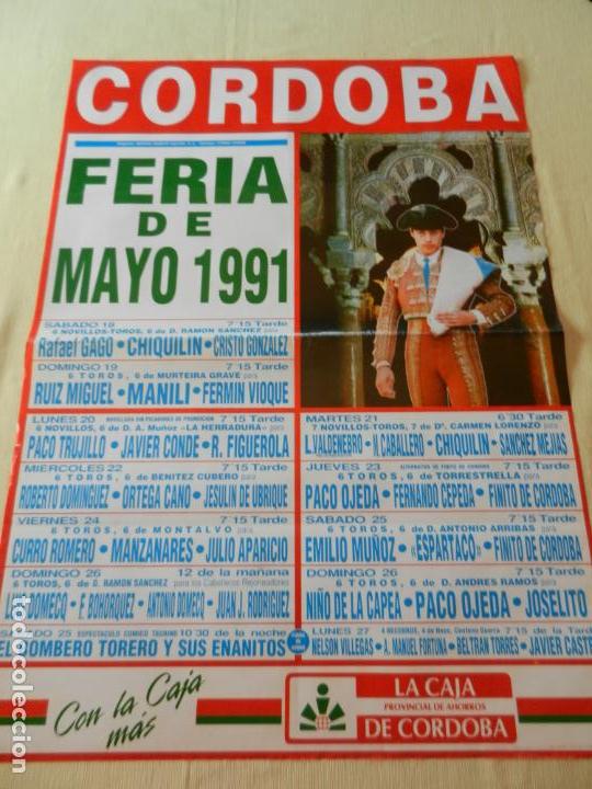 Tauromachia: CARTEL DE TOROS PLAZA DE C&Oacute;RDOBA. 18 AL 27 DE MAYO 1991. OJEDA, MU&Ntilde;OZ, ORTEGA CANO, C. ROMERO......