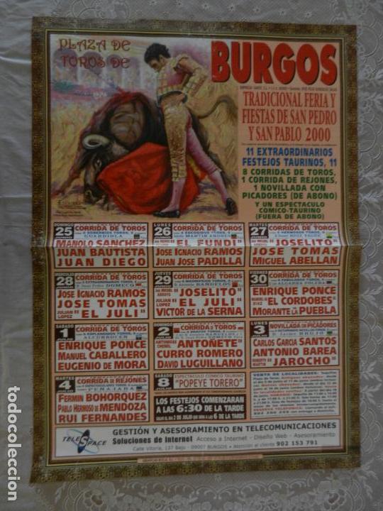 Tauromaquia: CARTEL DE TOROS PLAZA DE BURGOS. 25 DE JUNIO AL 8 DE JULIO 2000.EL JULI, JOSELITO, E. PONCE, MORA...