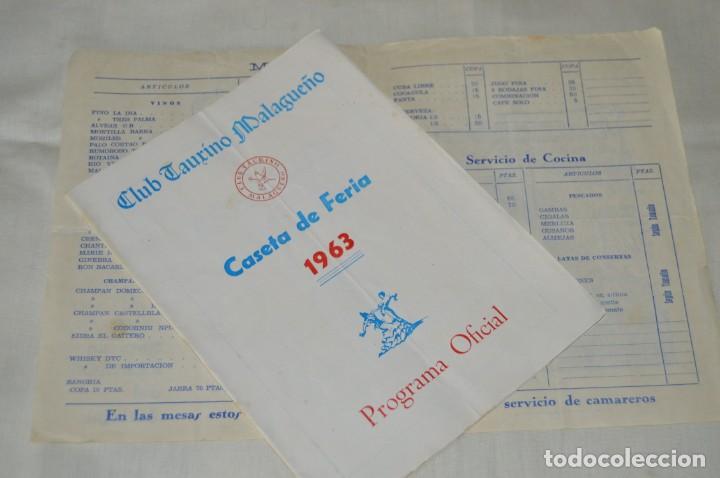 Tauromaquia: Club Taurino Malague&ntilde;o - Programa oficial CASETA de FERIA y Nota precios - Original - A&ntilde;o 1963