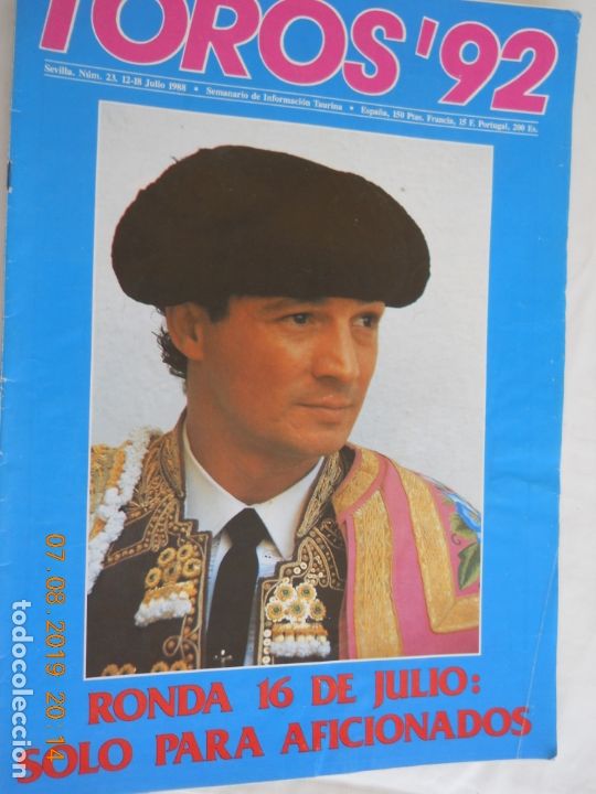 Tauromachie: TOROS' 92 N&ordm; 23 - SEMANARIO TAURINO - JULIO 1988 - RONDA SOLO PARA AFICIONADOS...