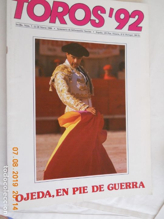 Tauromachie: TOROS' 92 N&ordm; 7 - SEMANARIO TAURINO - MARZO 1988 - OJEDA, EN PIE DE GUERRA.