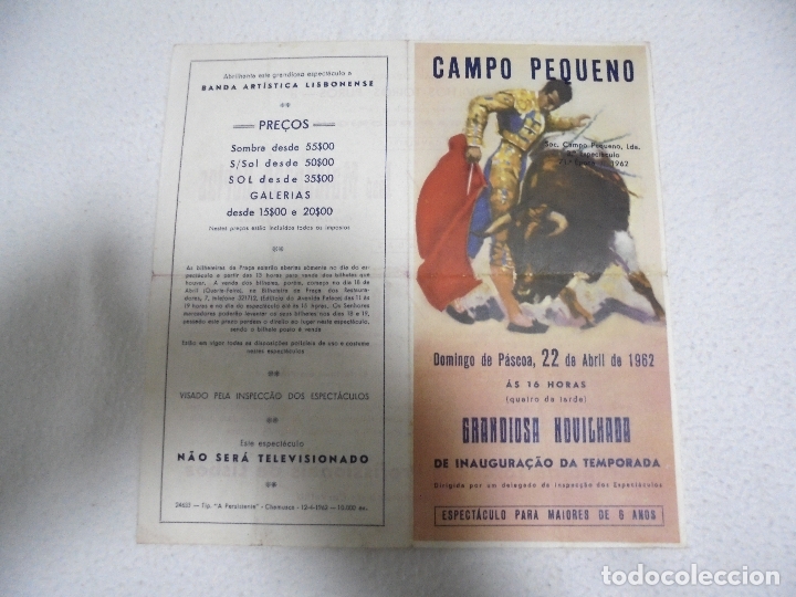 Tauromaquia: DIPTICO. CORRIDA DE TOROS. CAMPO PEQUE&Ntilde;O. 1962. INAUGURACION TEMPORADA. ALVIS, BARROCA. VER