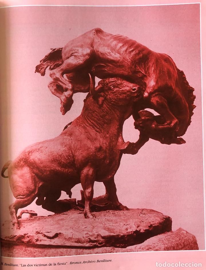 Tauromaquia: L&aacute;mina enmarcable, p&aacute;gina de libro. Tama&ntilde;o folio. Escultura taurina de Mariano Benlliure.
