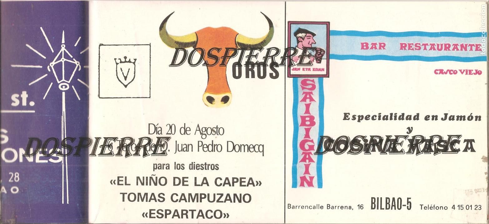 Tauromaquia: PROGRAMA, BILBAO 1985, TOROS, CORRIDAS GENERALES, 14X24 - Foto 3