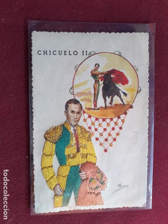 Tauromaquia: Chicuelo II. Postal bordada