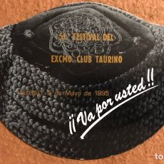 Tauromaquia: 51º FESTIVAL DEL EXCELENTÍSIMO CLUB TAURINO DE BILBAO. MENÚ EN FORMA DE MONTERA HOTEL ERCILLA (1995)