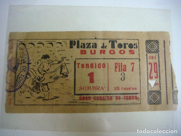 Tauromaquia: ENTRADA DE TOROS PLAZA DE TOROS DE BURGOS JUNIO 29 ANTIGUA,CAJ-N&ordm;-29