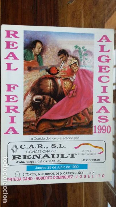 Tauromaquia: Real feria de Algeciras 1990 programa para Ortega Cano, Roberto Dominguez y Joselito