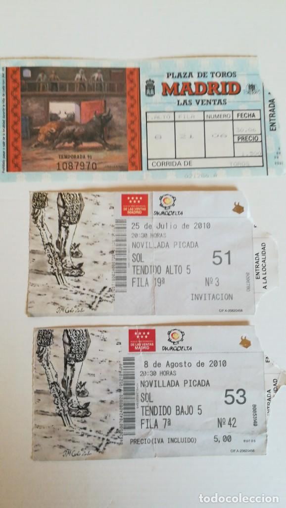 Bullfighting: 3 ENTRADAS TOROS LAS VENTAS 2010 Y 1991
