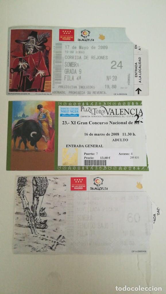 Bullfighting: 3 ENTRADAS TOROS LAS VENTAS 2009 Y 2010 Y VALENCIA RECORTADORES 2008