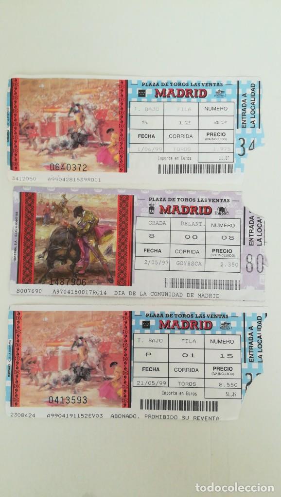 Tauromaquia: 3 ENTRADAS TOROS LAS VENTAS 1997 Y 1999