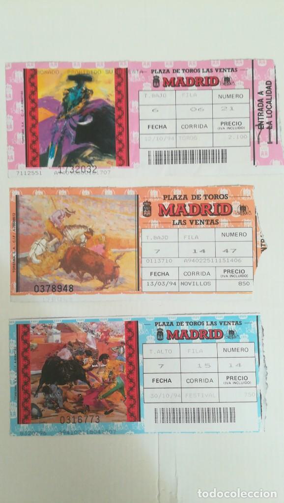 Bullfighting: 3 ENTRADAS TOROS LAS VENTAS 1994 Y 1995