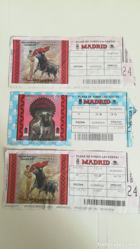 Tauromaquia: 3 ENTRADAS TOROS LAS VENTAS 1997 Y 1994
