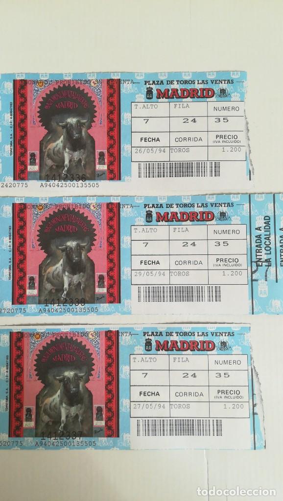 Tauromaquia: 3 ENTRADAS TOROS LAS VENTAS 1994 - Foto 1
