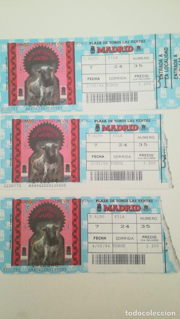 Tauromaquia: 3 ENTRADAS TOROS LAS VENTAS 1994 - Foto 1