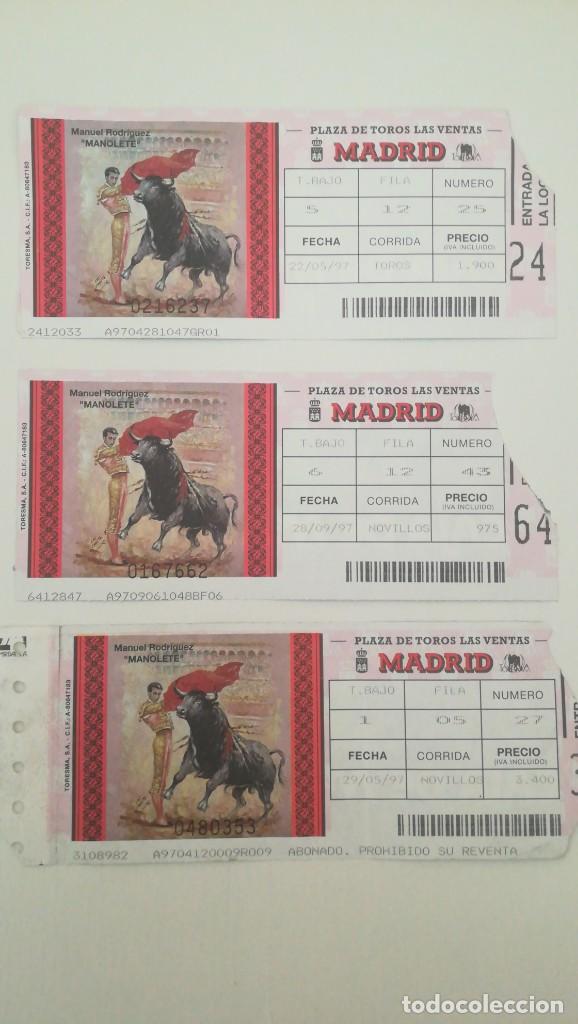 Tauromaquia: 3 ENTRADAS TOROS LAS VENTAS 1997
