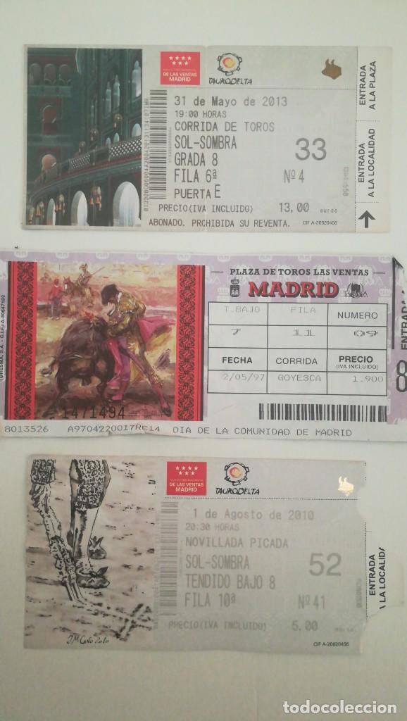 Tauromaquia: 3 ENTRADAS TOROS LAS VENTAS 1997 2010 Y 2013