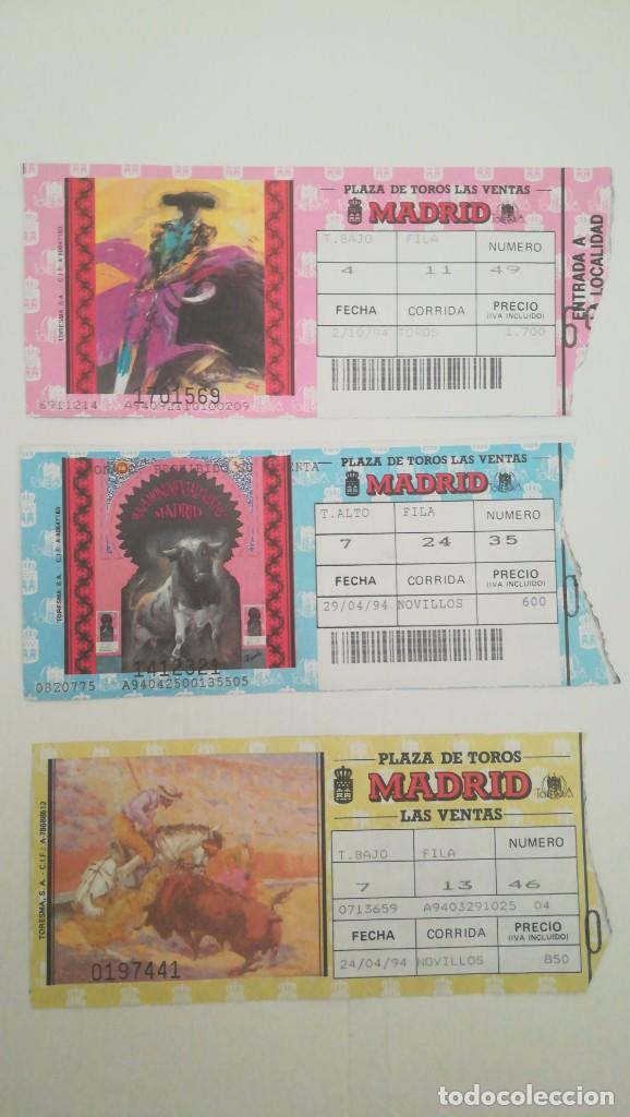 Tauromaquia: 3 ENTRADAS TOROS LAS VENTAS 1994 - Foto 1