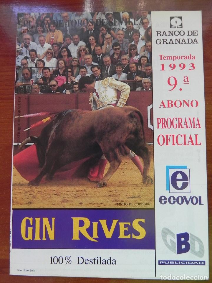 Tauromachia: Programa Plaza de Toros de Sevilla, 27 Abril 1993. 8 P&aacute;g + Insert. E Mu&ntilde;oz, Finito C&oacute;rdoba,M S&aacute;nchez
