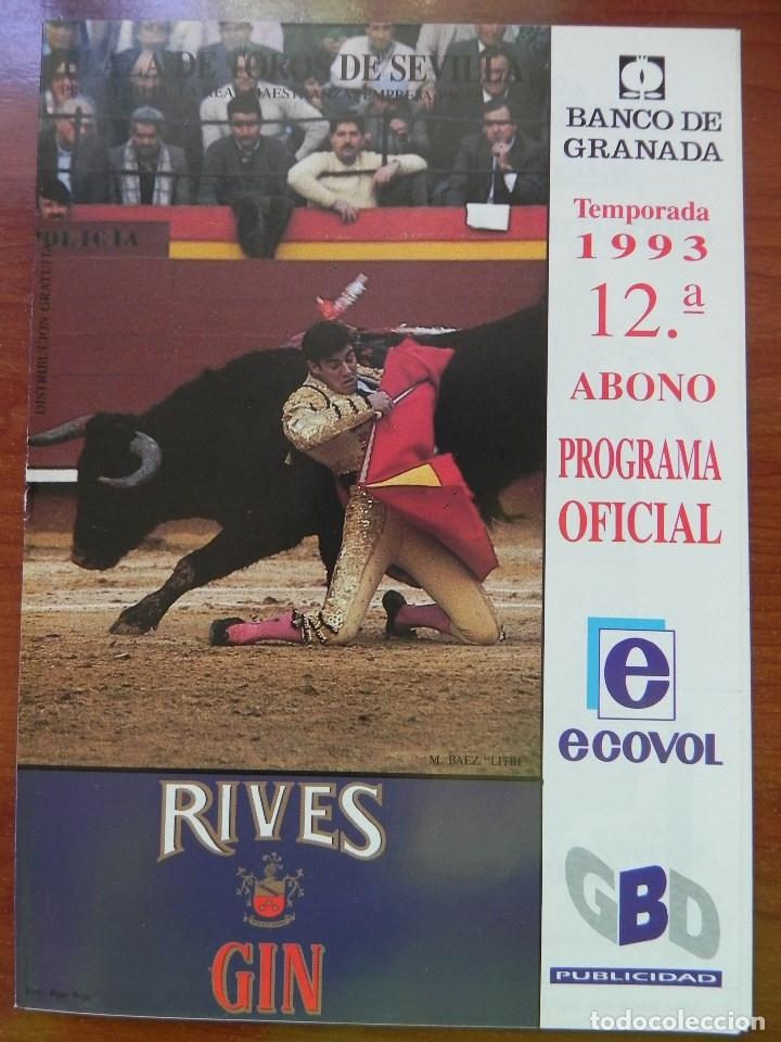 Tauromaquia: Programa Plaza de Toros de Sevilla, 30 Abril 1993. 8 P&aacute;g + Insert. Joselito,Litri,Jesul&iacute;n de Ubrique
