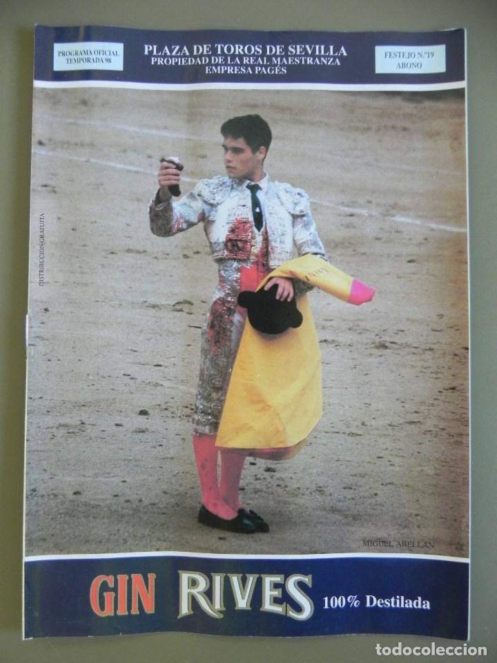 Tauromachia: Programa Plaza de Toros de Sevilla, 10 Mayo 1998. 8 p&aacute;g. Miguel Abell&aacute;n, El Juli, V&iacute;ctor Janeiro