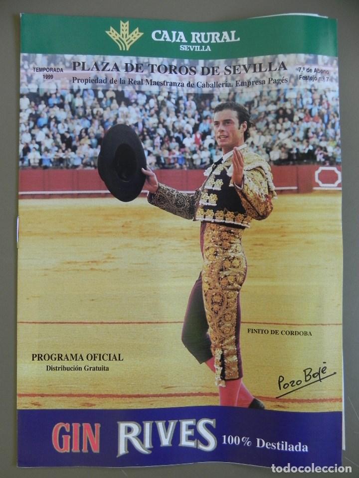 Tauromachia: Programa Plaza de Toros de Sevilla, 15 Abril 1999. 8 p&aacute;g+Insert. Jesul&iacute;n, Finito C&oacute;rdoba,Pep&iacute;n Liria