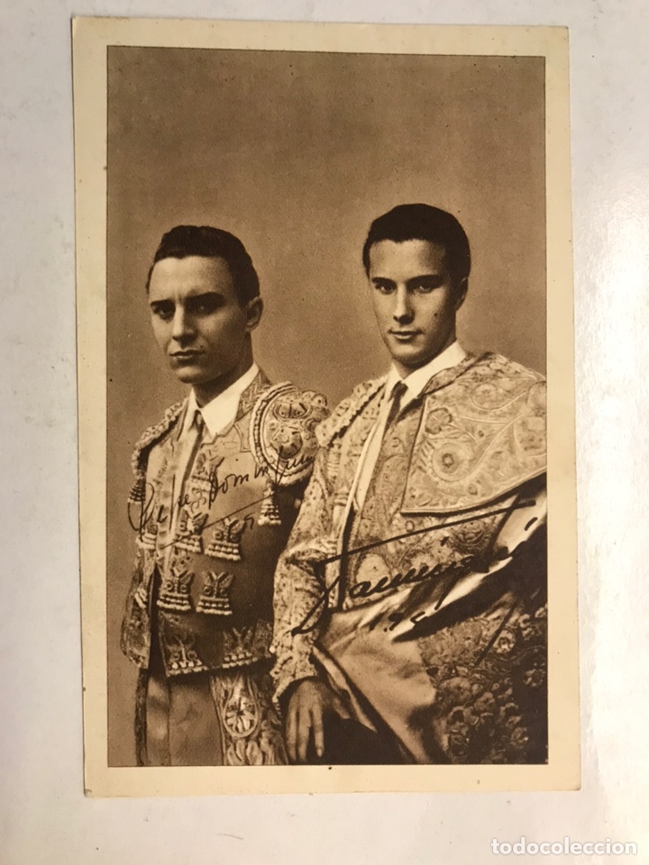 Tauromaquia: TAUROMAQUIA. Postal Biogr&aacute;fica, Domingo y Jos&eacute; Gonzalez Lucas, Edic. Larrisal, Curro Meloja 1945