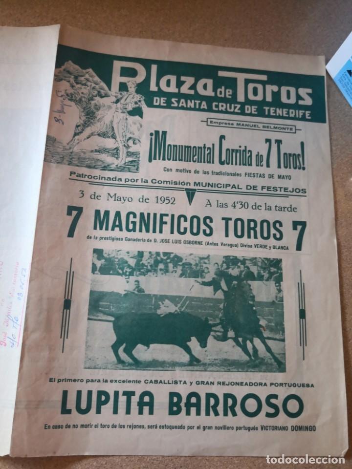 Tauromaquia: Cartel planfleto folleto Plaza toros s/c tenerife.Lupita Barroso, Muñoz, silveti, martorell1952 - Foto 3 - 209587208