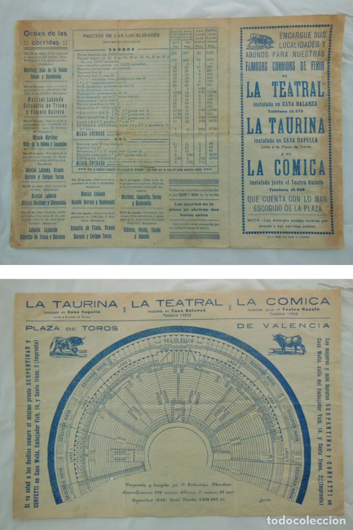Tauromachia: PLAZA TOROS DE VALENCIA. Ni&ntilde;o de la Palma, Torres y Bienvenida; Marcial Lalanda; Gitanillo de Triana