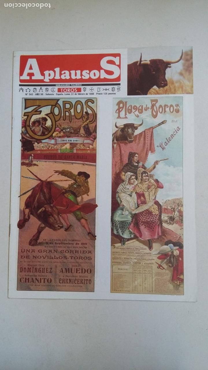 Tauromaquia: REVISTA APLAUSOS N&ordm; 543 22 FEBRERO 1988 - SEMANARIO TAURINO - TDKC66