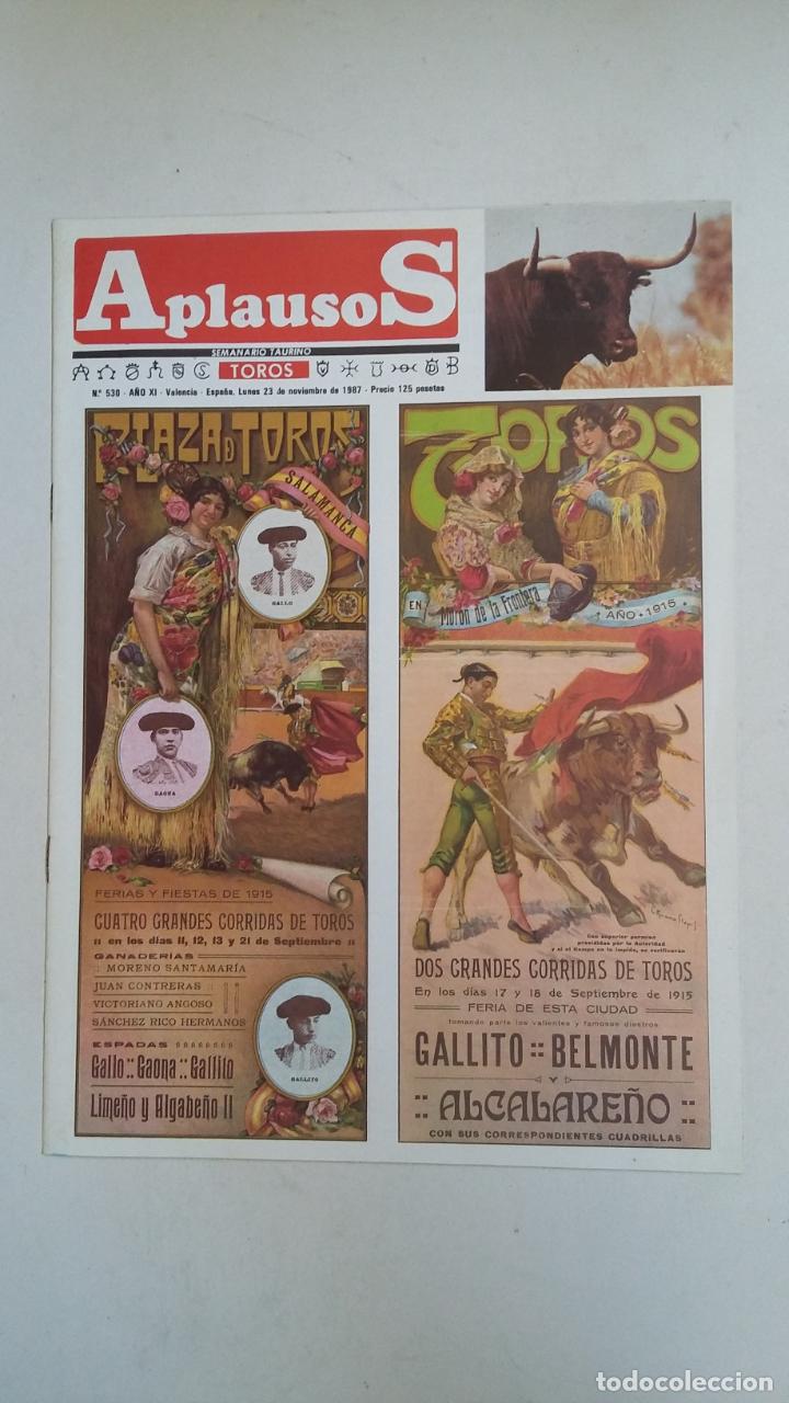 Tauromachie: REVISTA APLAUSOS SEMANARIO TAURINO N&ordm; 530 A&Ntilde;O XI LUNES 23 DE NOVIEMBRE DE 1987. TDKC66