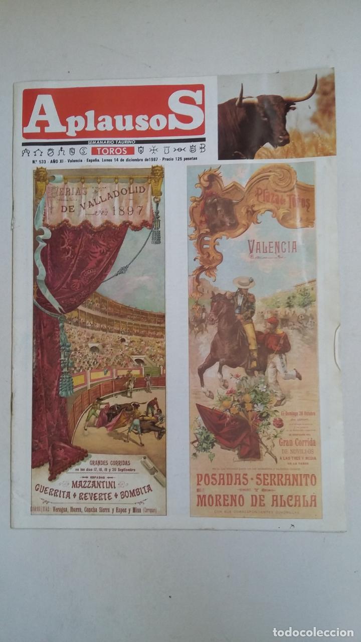 Tauromachia: REVISTA APLAUSOS SEMANARIO TAURINO N&ordm; 533 PLAZA DE TOROS DE VALENCIA. 14 DICIEMBRE 1987. TDKC66