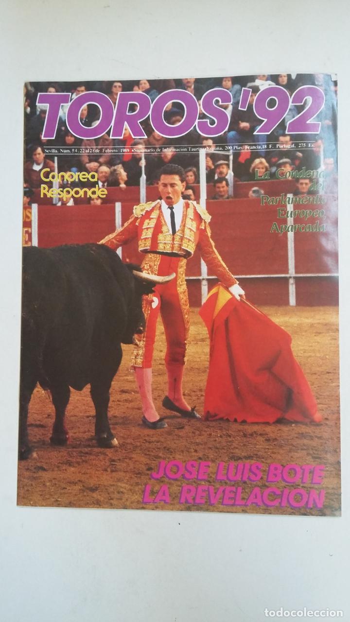 Tauromachie: Revista Toros 92. N&ordm; 54 Febrero 1989. Jos&eacute; Luis Bote. La Revelaci&oacute;n. TDKC66