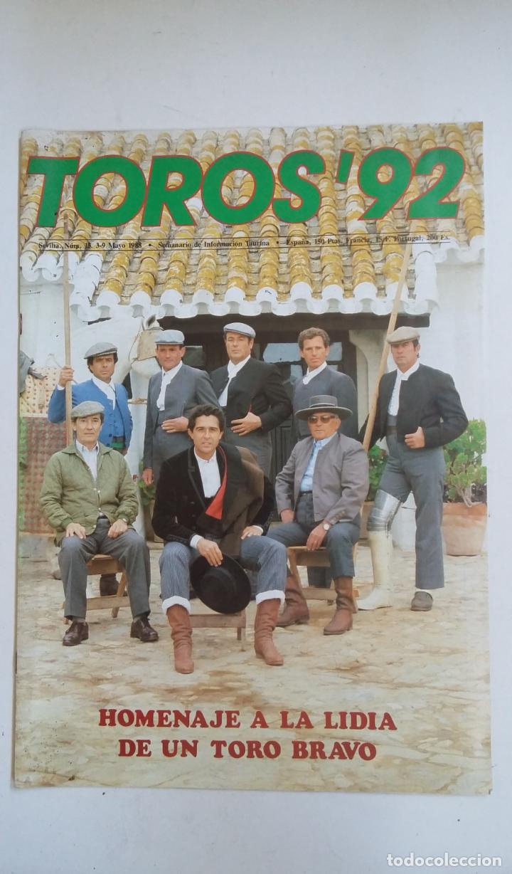 Bullfighting: TOROS 92 REVISTA TAURINA N&ordm; 13 MAYO 1988 HOMENAJE A LA LIDIA DE UN TORO BRAVO. TDKC66