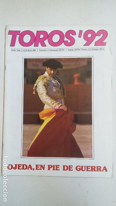 Tauromachia: TOROS 92 N&ordm; 7 - SEMANARIO TAURINO - MARZO 1988 - OJEDA, EN PIE DE GUERRA. TDKC66