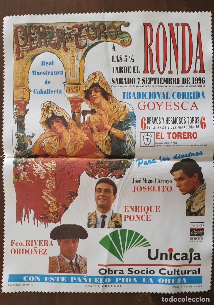 Tauromaquia: CARTEL/PA&Ntilde;UELO DE TELA CORRIDA GOYESCA RONDA 1996