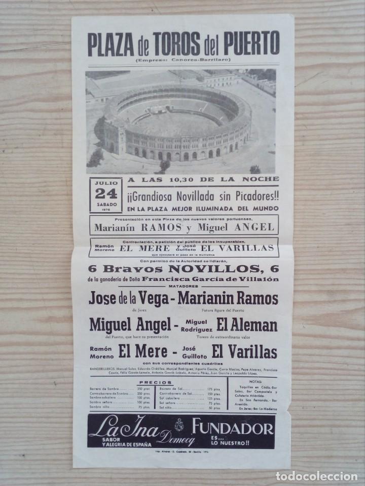Stierkampf: Cartel Toros 1976 - Jose De La Vega - Marianin Ramos - El Aleman - El Mere - El Puerto De Santa Mari