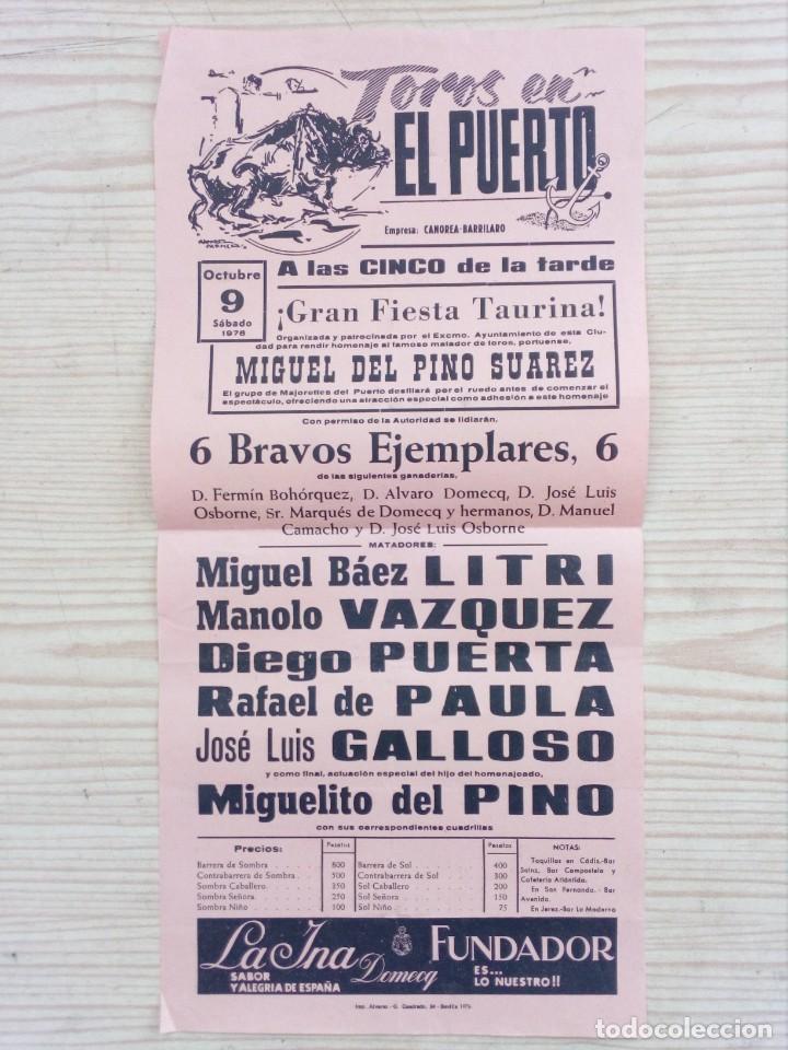 Bullfighting: Cartel Toros 1976 - Litri - Vazquez - De Paula - Galloso - El Puerto De Santa Maria