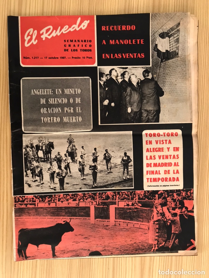 Tauromaquia: EL RUEDO. Semanario Gr&aacute;fico de los Toros, N.1217 (17 Octubre de 1967) RECUERDO A MANOLETE....