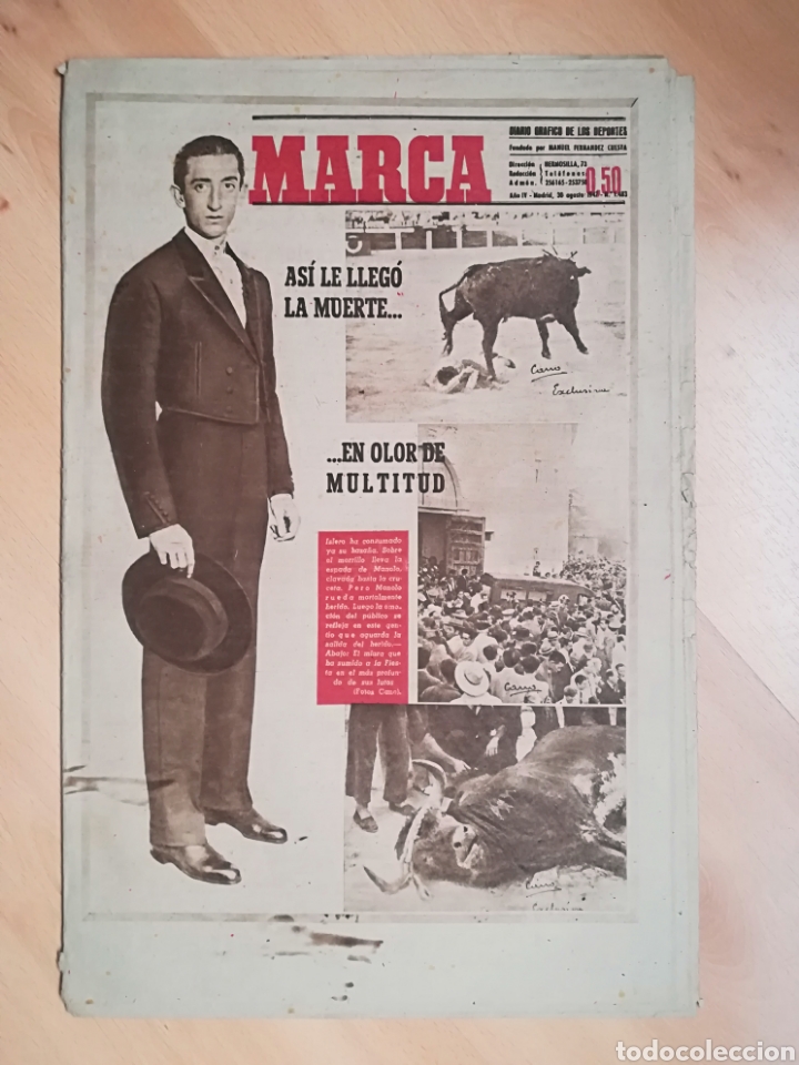 Tauromaquia: Diario MARCA monogr&aacute;fico de la muerte de MANOLETE.