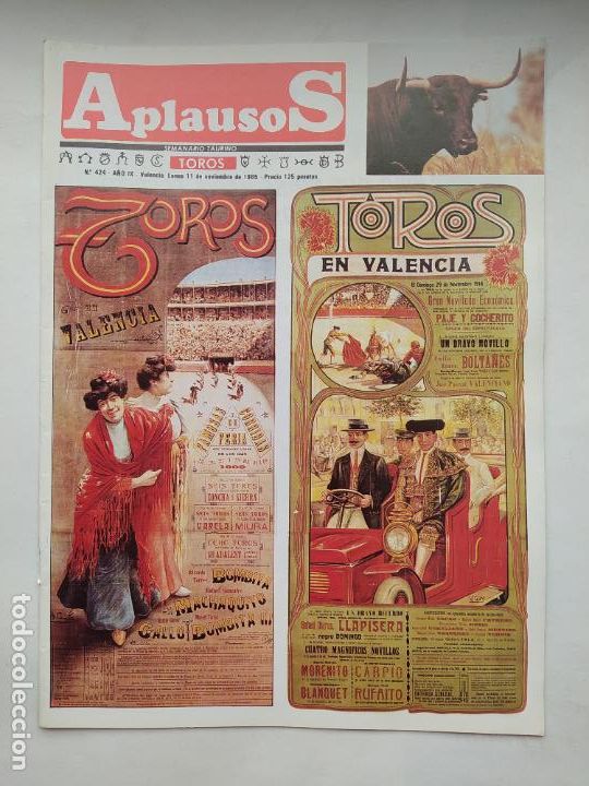 Tauromaquia: REVISTA APLAUSOS N&ordm; 424. 11 DE NOVIEMBRE 1985 - SEMANARIO TAURINO. TOROS EN VALENCIA. TDKC88